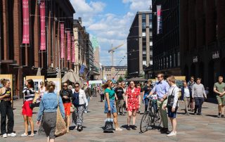 People on a street in Helsinki