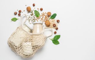 Jars, nuts and seeds in a bag