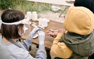 A child getting medical help